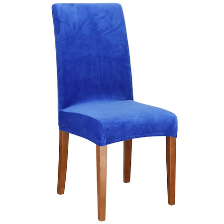 Pokrowiec na krzesło elastyczny niebieski velvet