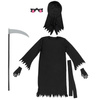 Kostium śmierci na Halloween 146-152 cm peleryna, kosa, okulary LED kostium żniwiarza, strój kostuchy