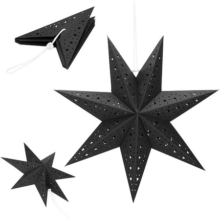 Gwiazda papierowa świąteczna ozdoba choinkowa czarna ażurowa 3D