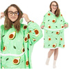 Bluza koc damska 2w1 kocobluza z kapturem ciepła oversize szlafrok futrzak awokado