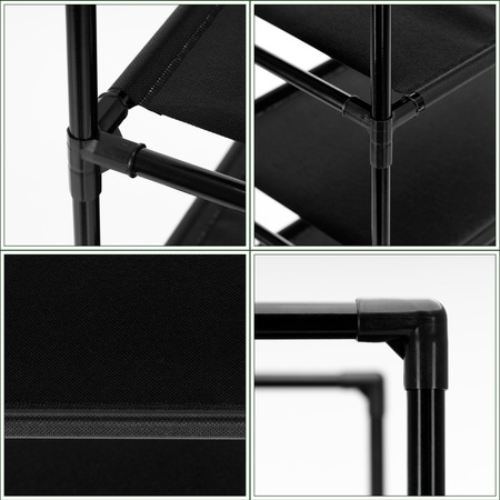 Stojak na buty 3 poziomy regał na obuwie szafka metalowa z półkami 70x72x28 cm czarna