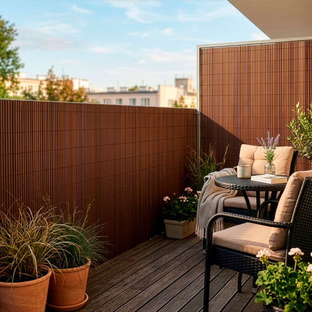 Osłona PVC maskująca 500x120 cm mata na balkon, taras, ogrodzenie, brązowa