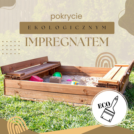 Piaskownica zamykana drewniana 98 x 98 cm impregnowana
