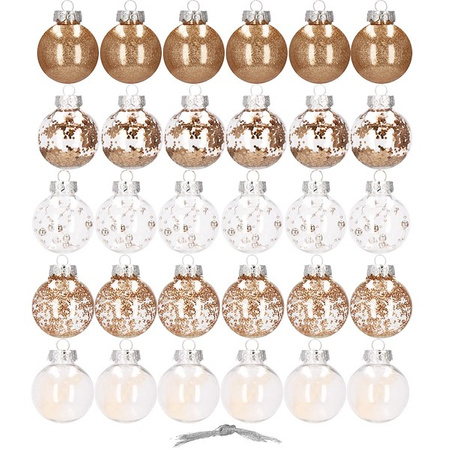 Bombki choinkowe 30 szt. 6 cm złote przezroczyste, ozdoby świąteczne