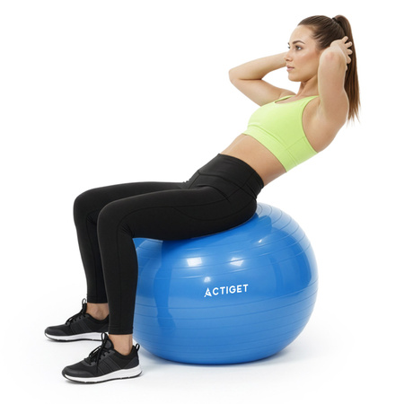 Piłka fitness 75 cm do ćwiczeń pilates i jogi z pompką, gimnastyczna, niebieska