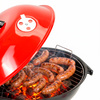Grill węglowy okrągły, ruszt 41 cm zamykany grill ogrodowy z pokrywą czarno-czerwony