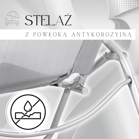 Leżak ogrodowy grawitacyjny szary zero gravity zestaw 2 szt.