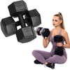 Hantle 2x10kg hexagonalne do ćwiczeń fitness ciężarki zestaw 2 szt. czarne