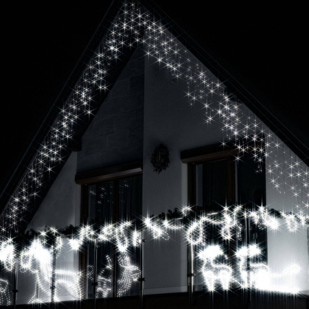 Kurtyna świetlna 1000 led girlanda, lampki wewnętrzno-zewnętrzne sople zimny biały