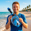 Maska do snorkelingu, nurkowania L/XL pełnotwarzowa z rurką, uchwyt na kamerę, AntiFog, DryTop