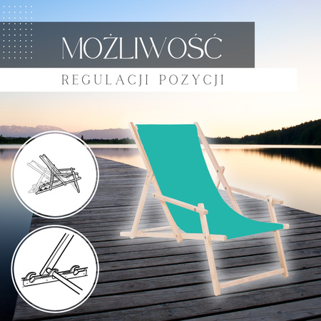 Leżak drewniany z podłokietnikami ogrodowy, plażowy morski