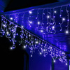 Kurtyna świetlna 500 led niebieski, flash biały zimny girlanda, lampki wewnętrzno-zewnętrzne sople