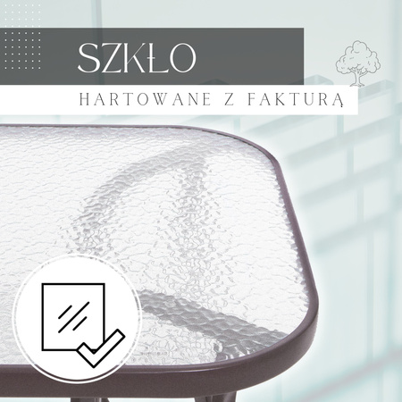 Meble ogrodowe komplet stół ze szkłem hartowanym, 4 krzesła zestaw dla 4 osób brązowe
