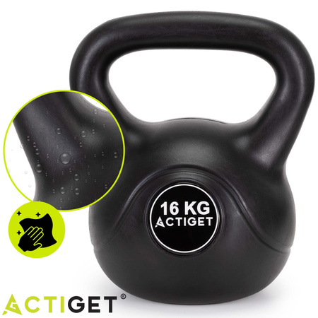 Kettlebelle 16 kg ABS odważnik kulowy do ćwiczeń siłowych hantla do treningu kula czarna