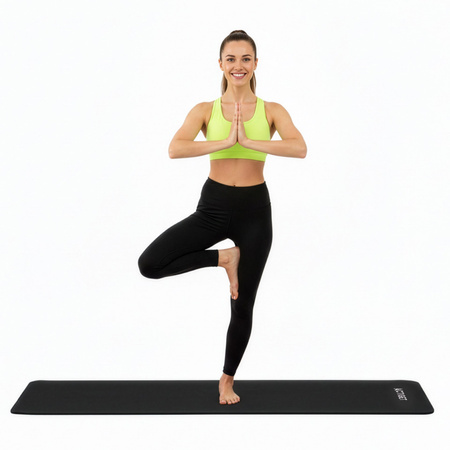 Mata do jogi, ćwiczeń fitness antypoślizgowa 183x61 cm materac do pilates, czarny