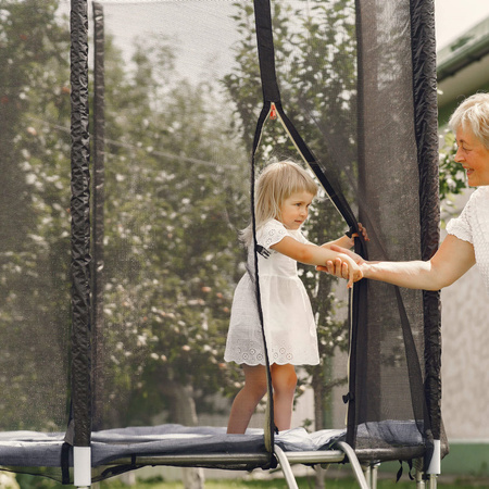 Siatka do trampoliny zewnętrzna z osłoną na sprężyny 460 cm 15 FT 10 słupków niebieska