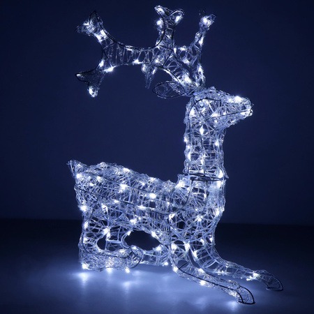 Renifer Led ozdoba świetlna 130 LED dekoracja biały zimny