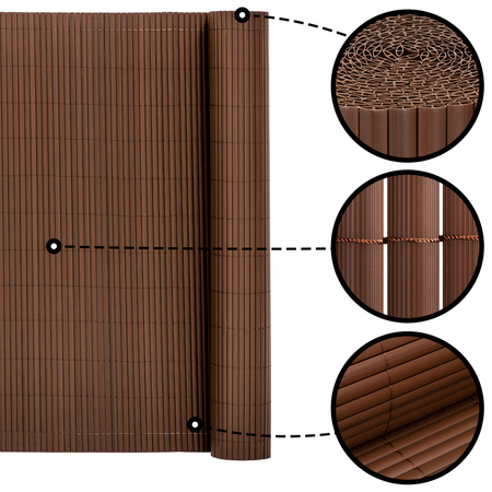 Osłona PVC maskująca 400x100 cm mata na balkon, taras, ogrodzenie, brązowa