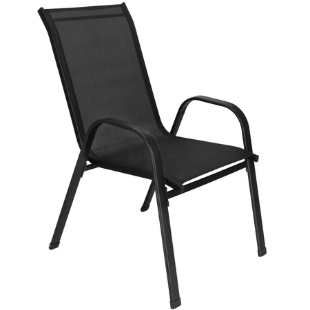 Zestaw mebli ogrodowych metalowy stół 150 cm ze szkła hartowanego i 8 krzeseł czarne