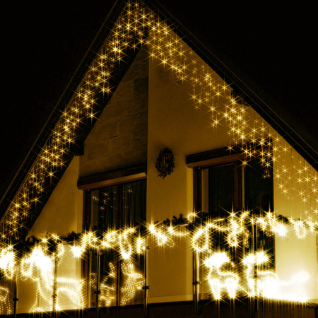 Kurtyna świetlna 500 led girlanda, lampki wewnętrzno-zewnętrzne sople ciepły biały