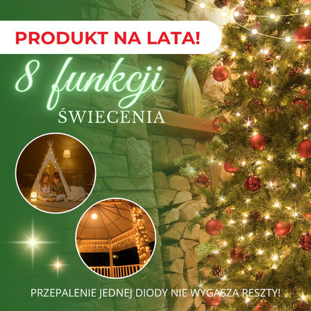 Lampki świąteczne 500 Led biały ciepły 34,5 m oświetlenie choinkowe
