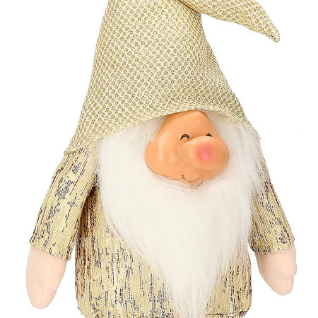 Skrzat świąteczny 50 cm, złoty krasnal z czapeczką, gnom