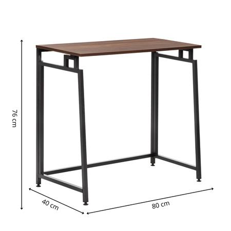 Biurko gabinetowe, stolik do nauki składany, komputerowy 80 cm drewniane, ciemnobrązowe