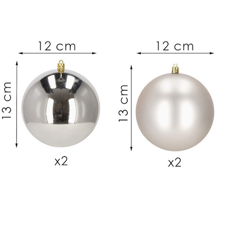 Bombki choinkowe 4 szt. zawieszki na choinkę ozdoby świąteczne 12 cm srebrne