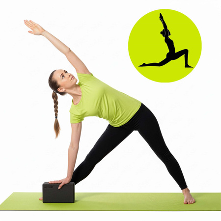 Kostka do jogi 23x15x7,5 cm pianka EVA blok do ćwiczeń klocek do pilates stretching czarny