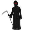 Kostium śmierci na Halloween 146-152 cm peleryna, kosa, okulary LED kostium żniwiarza, strój kostuchy