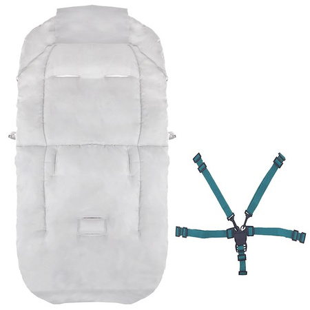 Śpiworek z mufką do wózka 4w1, śpiwór do sanek, gondoli z pokrowcem 90 cm szaro-niebieski