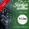 Kurtyna świetlna z pilotem 14,5 m girlanda 300 led lampki wewnętrzno-zewnętrzne sople zimny biały
