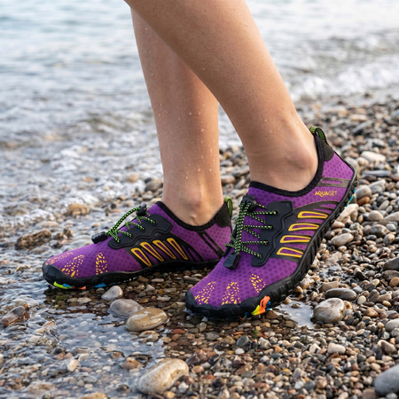 Buty do wody, pływania damskie 40 obuwie plażowe, szybkoschnące, fioletowo-czarne