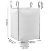 Worek Big bag na gruz z lejem 1000 kg wytrzymały 160x90x90 cm kontener z uchwytami biały