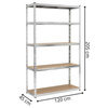 Regał magazynowy 205x120x45 cm 1000 kg 5 półek metalowy garażowy do spiżarni regulowany