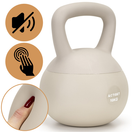 Kettlebell miękki 10 kg ciężar do ćwiczeń, kula treningowa, fitness, beżowy