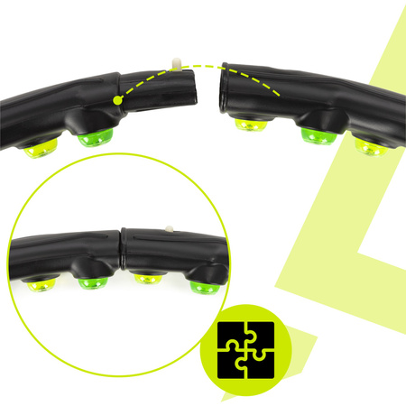 Hula hop z wypustkami masującymi, składane 88 cm obręcz do ćwiczeń cardio, czarno-zielone