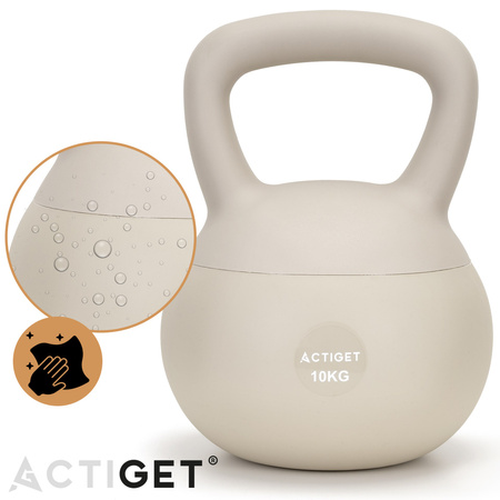 Kettlebell miękki 10 kg ciężar do ćwiczeń, kula treningowa, fitness, beżowy