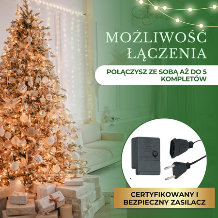 Lampki świąteczne 500 Led biały ciepły 34,5 m oświetlenie choinkowe