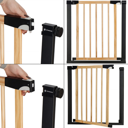 Barierka na schody 75-82 cm ochronna bramka rozporowa, zabezpieczająca brązowo-czarna