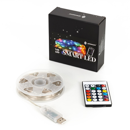 Lampki choinkowe SMART LED 10 m zewnętrzne IP44 100 LED pilot, zmiana kolorów, multikolor