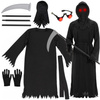 Kostium śmierci na Halloween 146-152 cm peleryna, kosa, okulary LED kostium żniwiarza, strój kostuchy