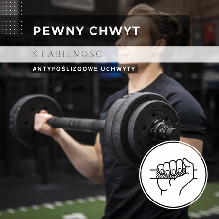 Hantle do treningu siłowego 20 kg regulowane zestaw gryf, sztanga 2x10 kg