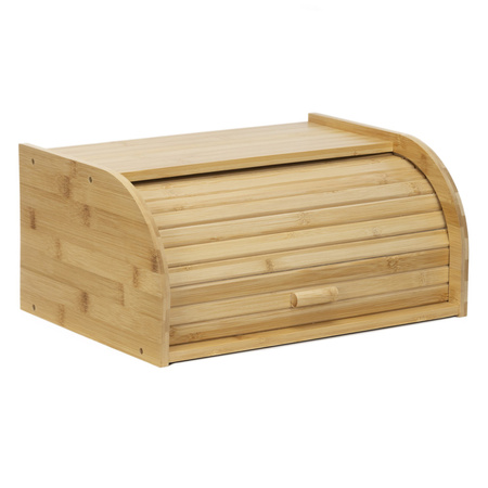 Chlebak bambusowy 38x28x18 cm z roletą duży zamykany pojemnik na pieczywo