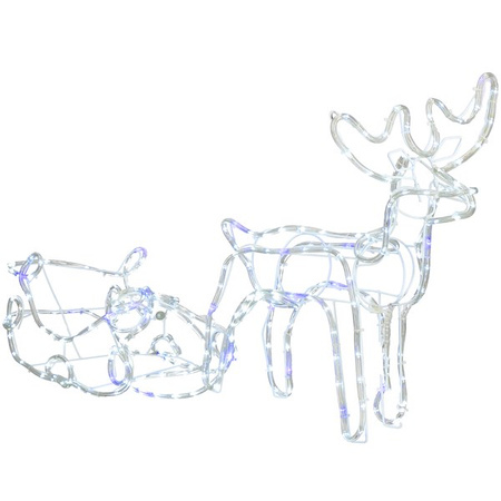 Renifer Led świąteczny z saniami 210 cm świetlna dekoracja do ogrodu biały zimny, niebieski flash