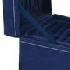 Szkatułka na biżuterię 12x12x12 cm granatowy kuferek z przegródkami welurowy