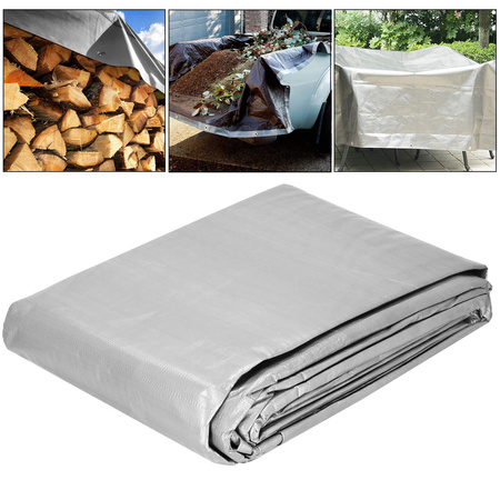 Plandeka ogrodowa 3x4 m 260g/m2 wzmacniana płachta ochronna na samochód szara