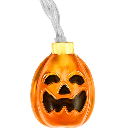 Dekoracja na Halloween łańcuch świetlny dynie girlanda na baterie i pilota 20 LED