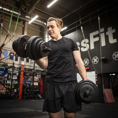 Hantle do treningu siłowego 40 kg regulowane zestaw gryf 2x20 kg
