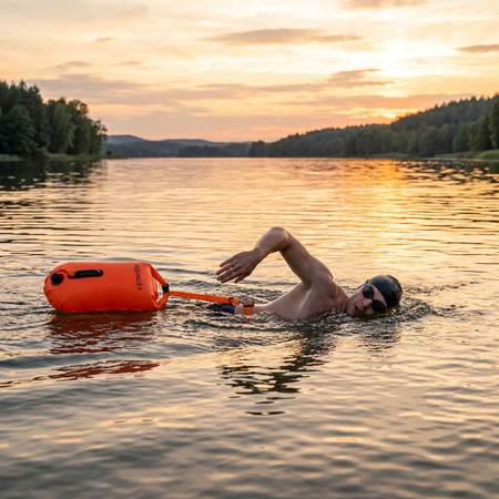 Bojka pływacka, asekuracyjna open water z suchym schowkiem i gwizdkiem, dmuchana